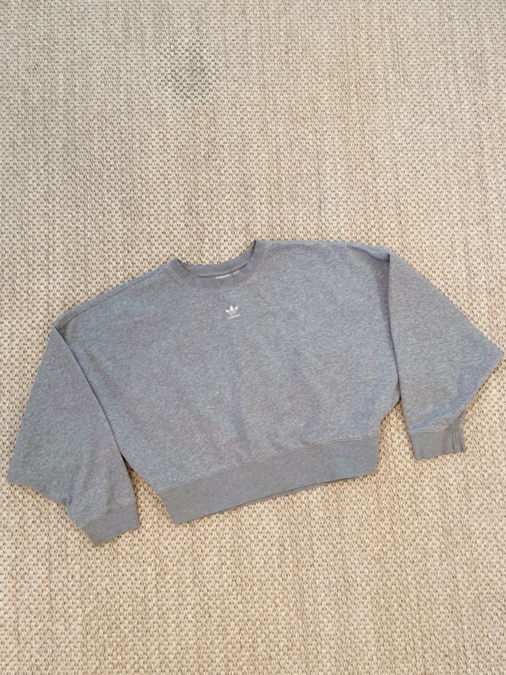 Adidas Originals Women’s Grey Oversized Crewneck Cropped Sweatshirt Size M